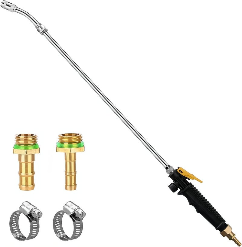 VanPet 29 Inches Sprayer Wand,1/4" & 3/8" Brass Barbs Sprayer Wand Replacement, Stainless Steel Replacement Sprayer Wand with Shut off Valve & 2 Hose Clamps (1/4" & 3/8" Barb Sprayer Wand) - Image 1